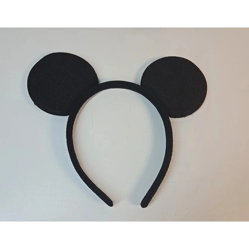 6 Pc Mickey Mouse Ears Headband Plain Black Plush Ears One Size Kids *Disney*
